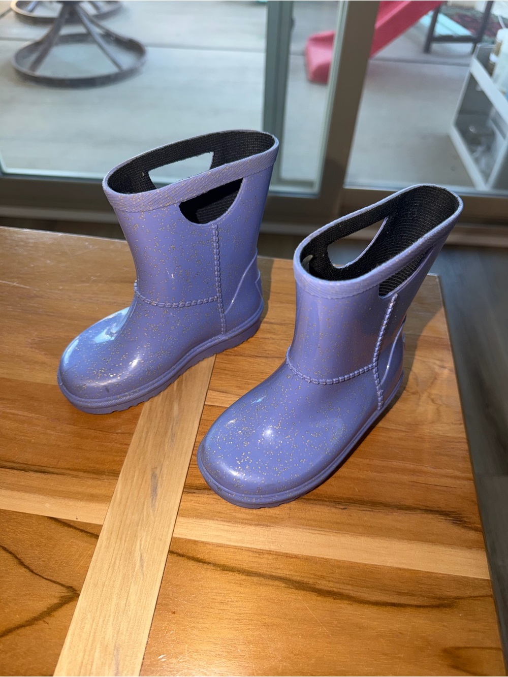UGG Kids Purple Glitter Rain Boots with Pull Handles